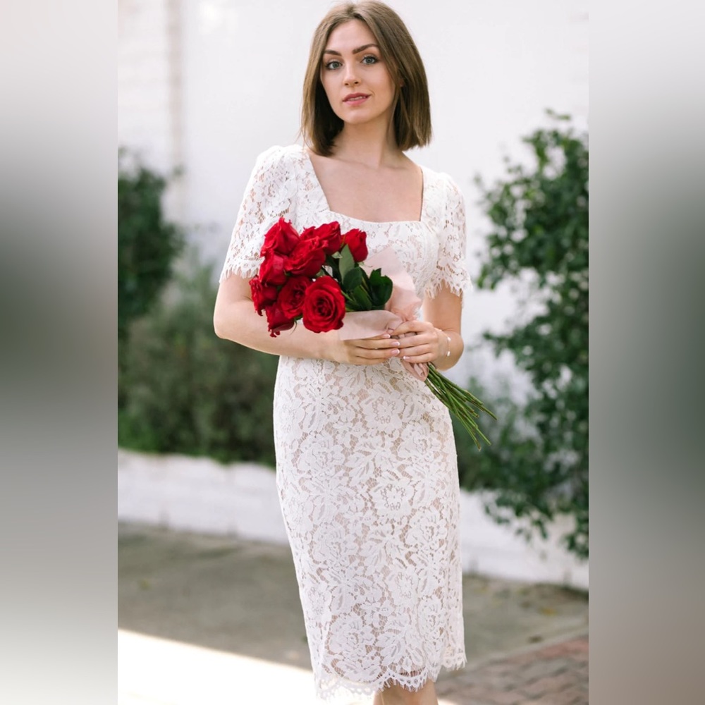 Poppy Lace MIDI Dress Ivory